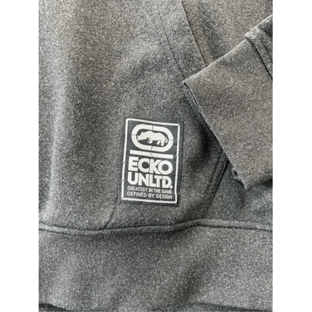 Ecko Unlimited Pullover Hoodie Sweatshirt Mens M Gray Y2K Streetwear Hip Hop - Picture 2 of 9